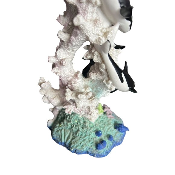 Vintage Seaworld Family Of Orca Whales Shamu On‎ White Coral 10" Ceramic Statue - Picture 14 of 16